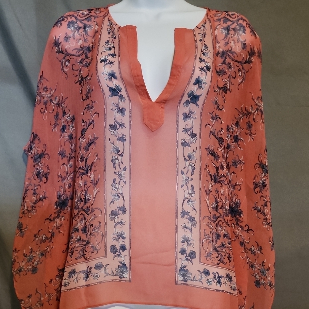 BCBGMaxAzria Pink Long Sleeve Relaxed Blouse